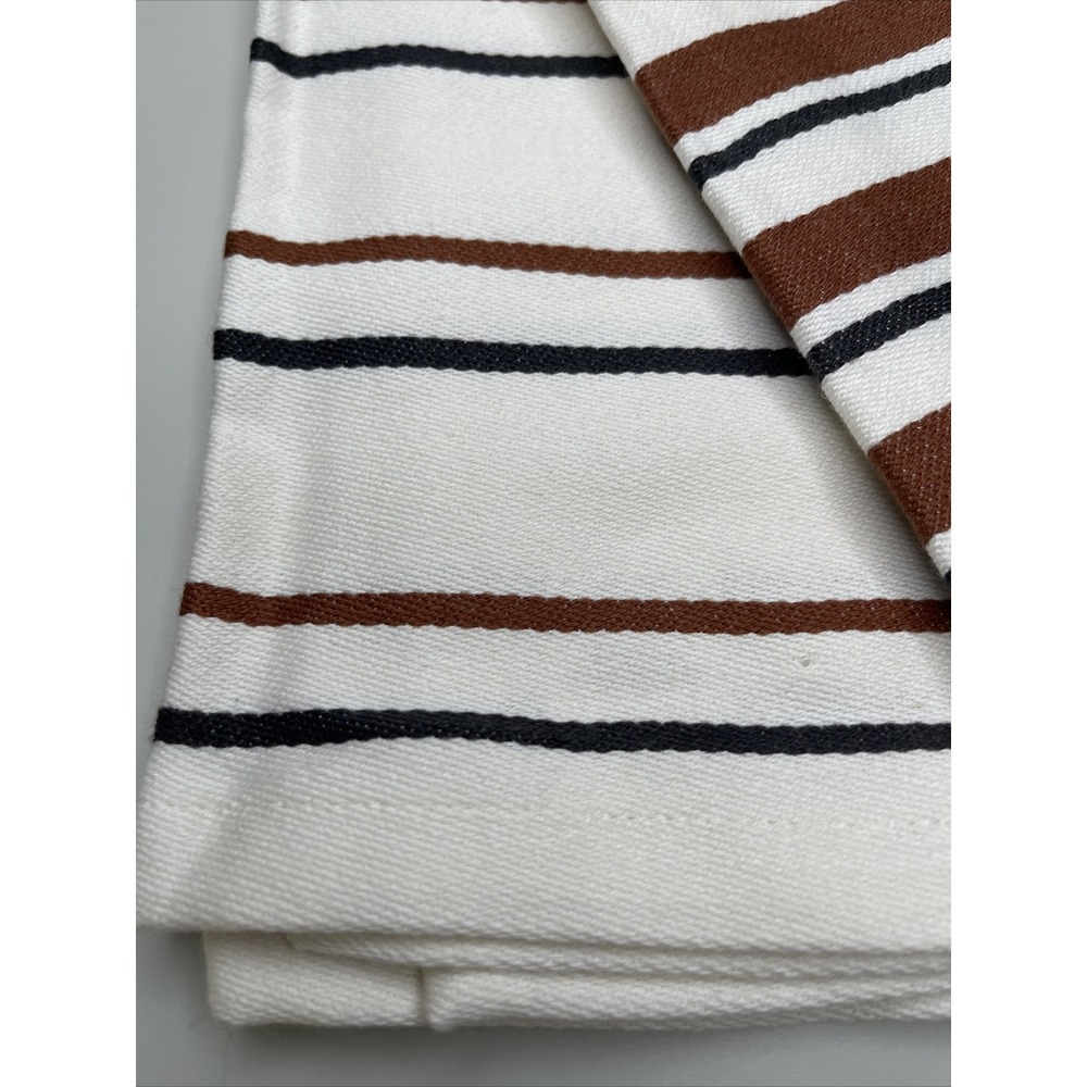 Magnolia Hearth Hand Dishtowel Kitchen Towel Cream Bronze Stripe Set of 2 - Picture 3 of 7